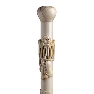 Antique bone walking stick cane - ... 
