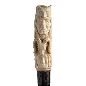 Antique ivory mounted walking stick cane - ... 