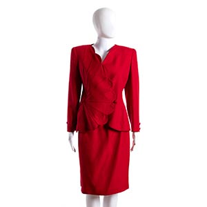 VALENTINO BOUTIQUE SHANTUNG RED SUIT ... 