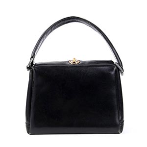 GUCCI LEATHER BAG 60s  Black leather bag, ... 