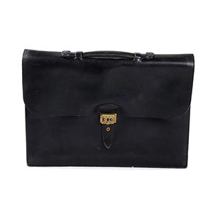 HERMES LEATHER BRIEFCASE 60s  Black leather ... 