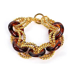 KENNETH JAY LANE  GOLD TONE RESIN CHAIN ... 
