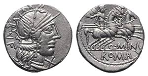 Q. Minucius Rufus, Rome, 122 BC. AR Denarius ... 