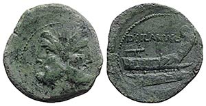 D. Silanus L.f., Rome, 91 BC. Æ As (28mm, ... 