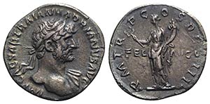 Hadrian (117-138). AR Denarius (18mm, 3.21g, ... 