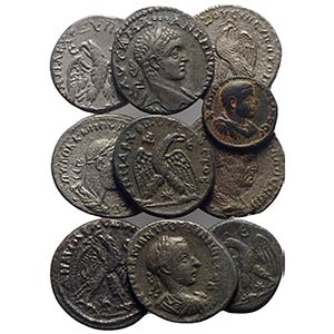Lot of 10 Roman Provincial AR and Æ coins, ... 