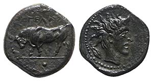 Sicily, Gela, c. 420-405 BC. Æ Onkia (9mm, ... 