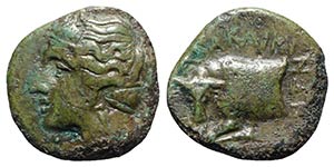 Sicily, Abakainon, c. 339-317 BC. Æ Tetras ... 