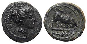Sicily, Kamarina, c. 339/8-300 BC. Æ (12mm, ... 