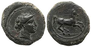 Sicily, Aitna, c. 354/3-344 BC. Æ Tetras ... 