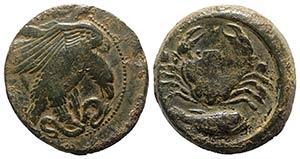 Sicily, Akragas, c. 420-406 BC. Æ Hexas ... 