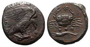 Sicily, Akragas, c. 415-406 BC. Æ Tetras ... 