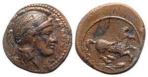 Sicily, Kamarina, c. 339-317 BC. Æ (14mm, ... 