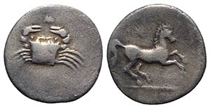 Sicily, Akragas, c. 338-317 BC. AR Diobol ... 