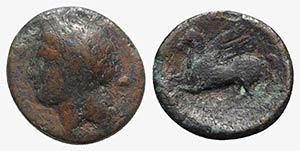 Sicily, Syracuse, 344-317 BC. Æ (18mm, ... 