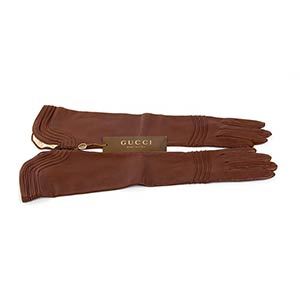 GUCCILEATHER LONG GLOVES2010/2015 Brown ... 