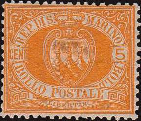 1877 - 5 c. giallo, n° 2, ... 