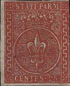 1853 - 25 c. bruno rosso, n° 8 ... 