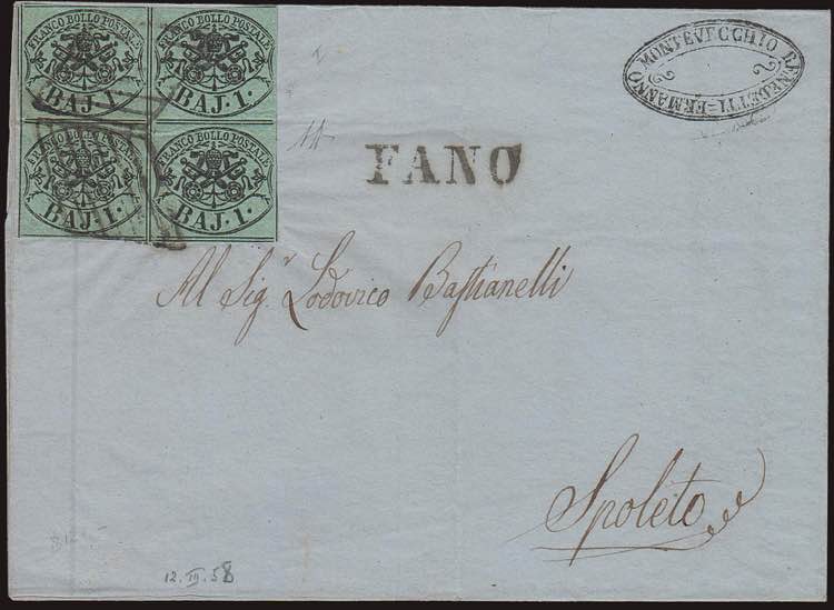 1852 - 1 b. grigio verde, n° ... 