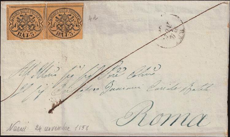 1852 - 3 b. giallo paglia, n° ... 
