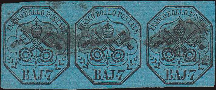 1852 - 7 b. azzurro, n° 8, spl ... 