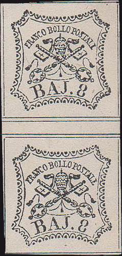 1852 - 8 b. bianco, n° 9, in ... 