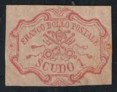 1852 - 1 scudo rosa carminio, n° ... 