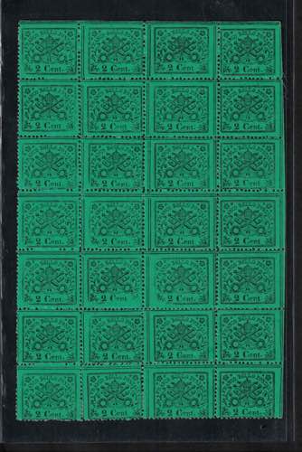 1868 - 2 c. verde chiaro, n° 22 + ... 