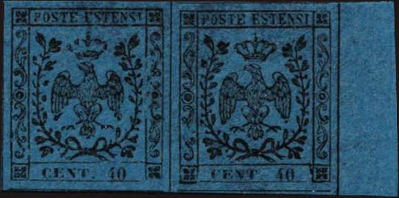 1852 - 40 c. azzurro scuro, n° ... 