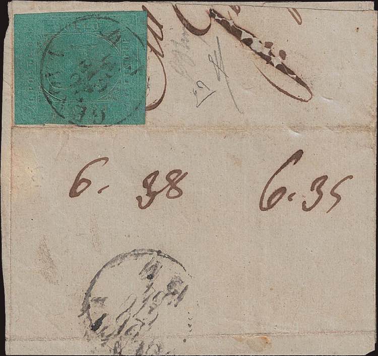 1853 - 5 c. verde, n° 4, ... 