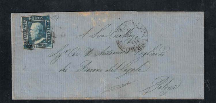 1859 - 2 grana azzurro smorto, n° ... 
