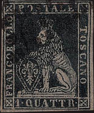 1857 - 1 q. nero, n° 10, ... 
