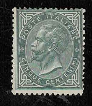 1863 - 5 c. grigio verde, n° T ... 