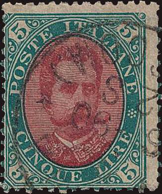 1889 - 5 L. verde e carminio, ... 