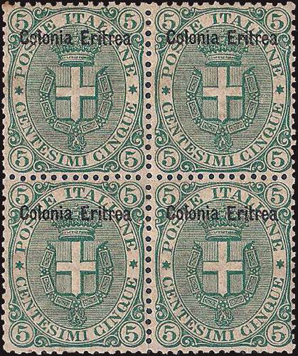 1893 - 5 c. verde scuro, n° 3, ... 