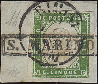 1863 - Precursori, 5 c. verde ... 