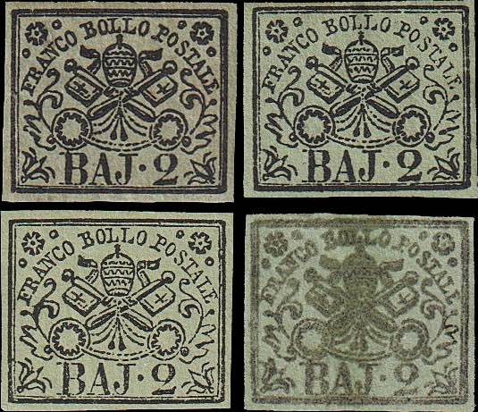 1852 - 2 bajocchi, n° 3 + 3 ... 
