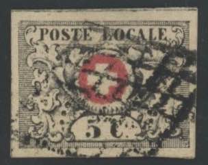 1849 - Vaud, 5 centesimi nero e ... 