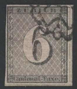 1843 - Zurigo, cifra grande, 6 r., ... 