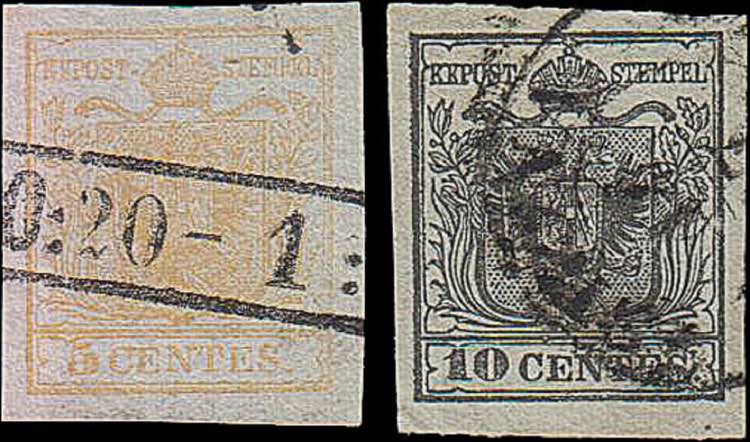 1850 - 5 e 10 c., n° 1/2, ottimi, ... 