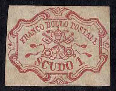 1852 - 1 Scudo rosa carminio, n° ... 