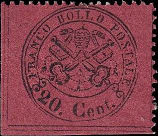 1868 - 20 c. rosso bruno scuro, ... 