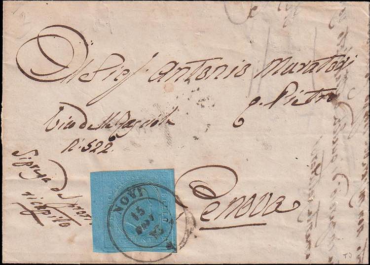 1853 - 20 c. azzurro, n° 5, ... 