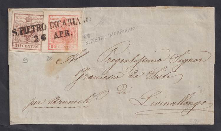 1850 - 15 c. rosso vermiglio carta ... 
