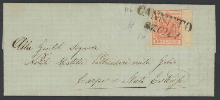 1857 - 15 c. rosso vermiglio, n° ... 
