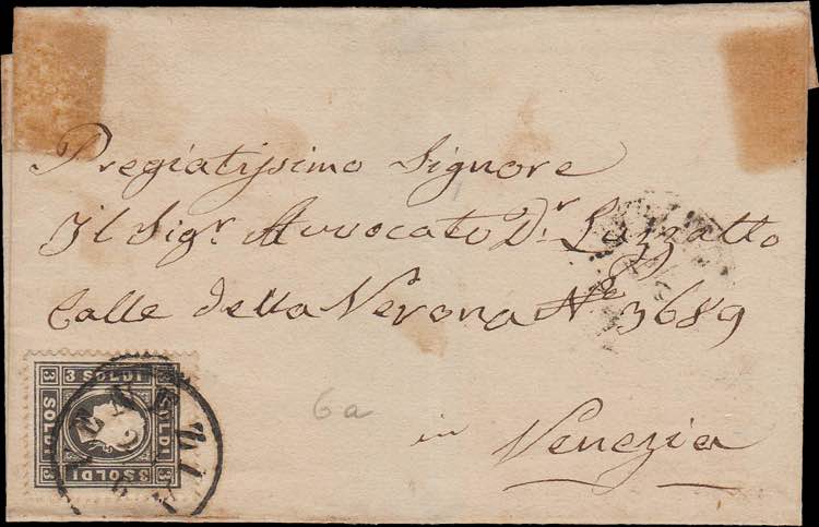 1858 - 3 s. nero grigio, n° 24a, ... 