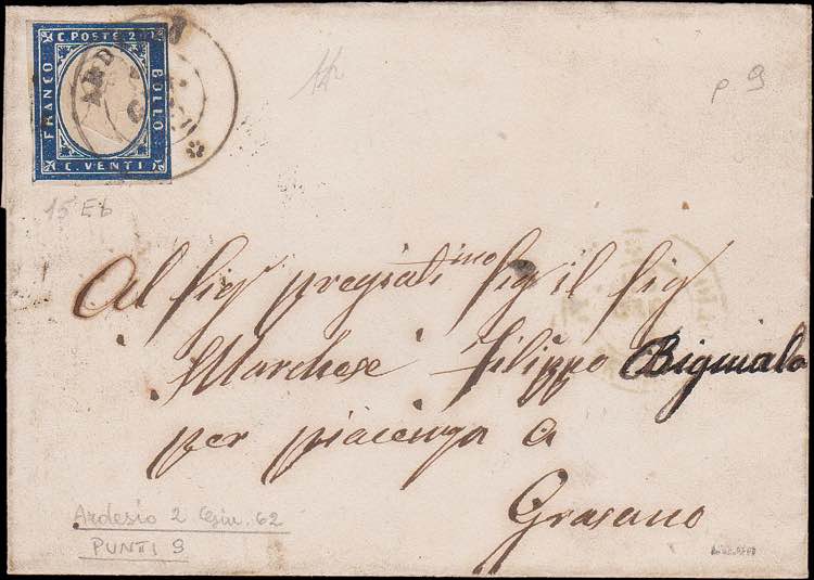 1862 - ARDESIO, DC 9 pt, lettera ... 