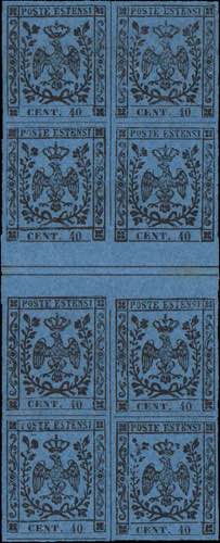 1852 - 40 c. azzurro, n° 6, ... 