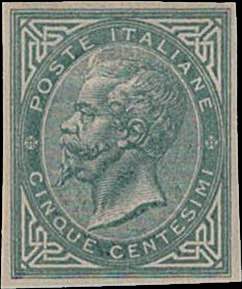 1874 - 5 c. verde grigio, ... 