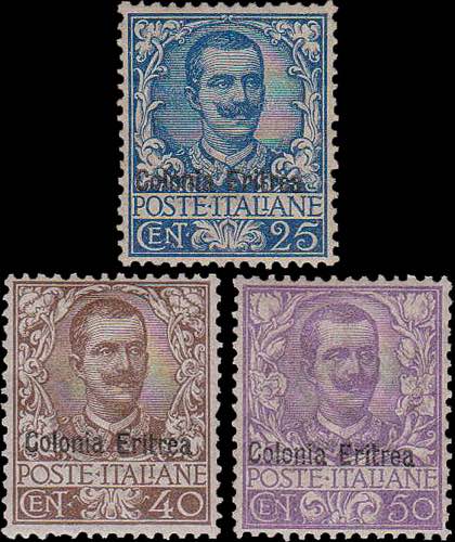 1901 - Floreale 25, 40 e 50 c., ... 
